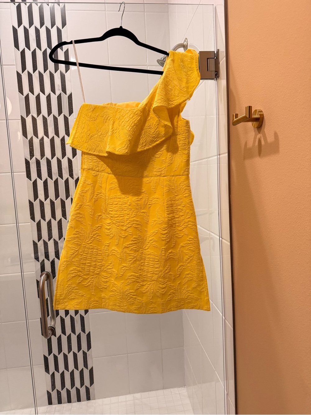 Lilly Pulitzer One-Shoulder Ruffle Yellow Mini Dress - Picture 3 of 7